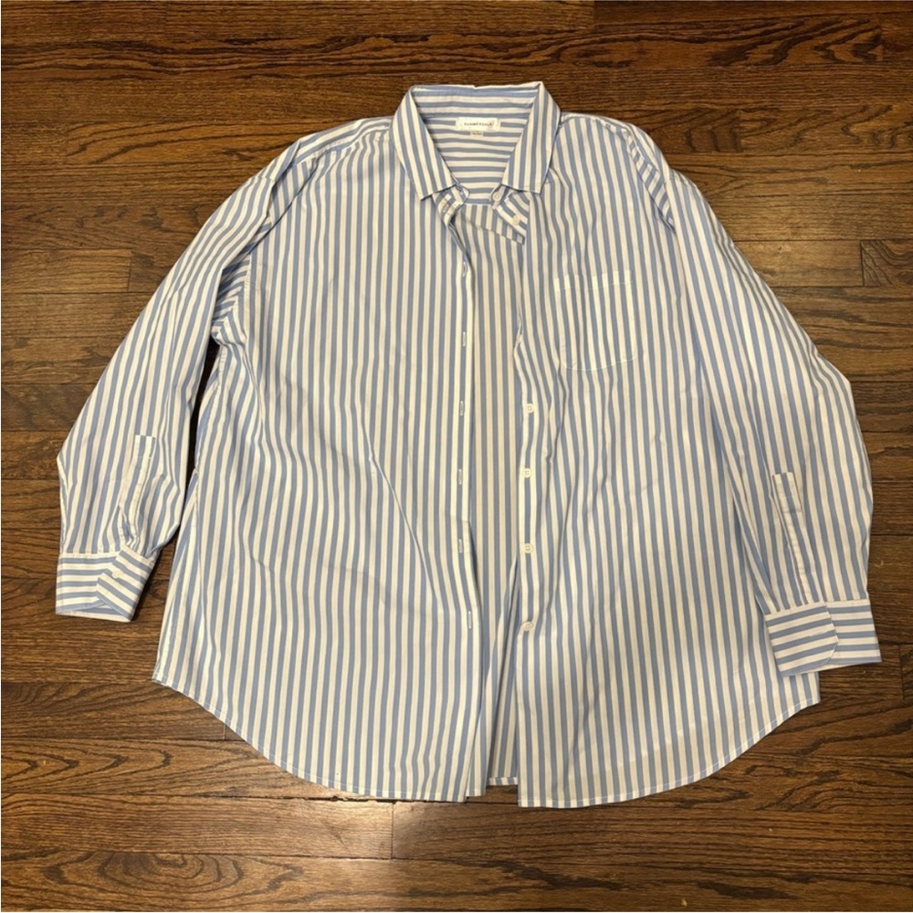 Summer Salt Stripe Beach Vacation Long sleeve Button Down